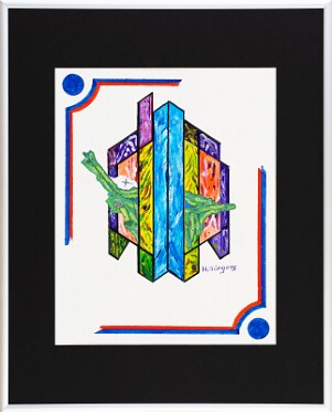 Abstrakt-Bauhaus Stil 23 Acrylfarbe auf Papier Original im Alurahmen 50 x 40 cm / 250,- € Als Kunstdruck erhältlich: DIN A4 im Passepartout 40 x 30 cm, 55,- €