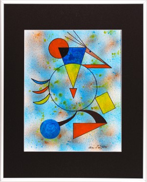Abstrakt-Bauhaus Stil 08 Acrylfarbe auf Papier Original im Alurahmen 50 x 40 cm / Verkauft! Als Kunstdruck erhältlich: DIN A4 im Passepartout 40 x 30 cm, 55,- €