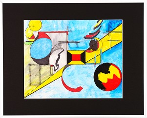 Abstrakt-Bauhaus Stil 06 Acrylfarbe auf Papier Original im Alurahmen 50 x 40 cm / 250,- € Als Kunstdruck erhältlich: DIN A4 im Passepartout 40 x 30 cm, 55,- €