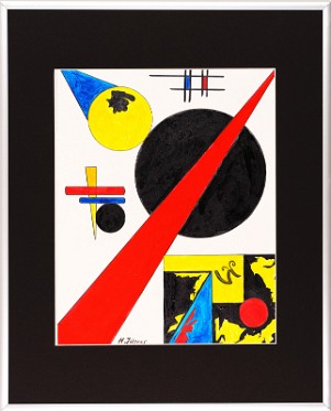 Abstrakt-Bauhaus Stil 11 Acrylfarbe auf Papier Original im Alurahmen 50 x 40 cm / Verkauft! Als Kunstdruck erhältlich: DIN A4 im Passepartout 40 x 30 cm, 55,- €