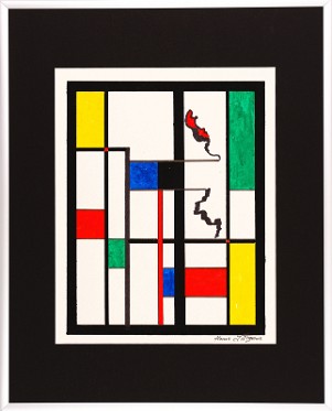 Abstrakt-Bauhaus Stil 10 Acrylfarbe auf Papier Original im Alurahmen 50 x 40 cm / 250,- € Als Kunstdruck erhältlich: DIN A4 im Passepartout 40 x 30 cm, 55,- €