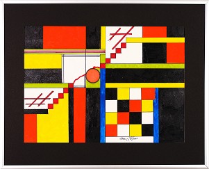 Abstrakt-Bauhaus Stil 01 Acrylfarbe auf Papier Original im Alurahmen 50 x 40 cm / 250,- € Als Kunstdruck erhältlich: DIN A4 im Passepartout 40 x 30 cm, 55,- €