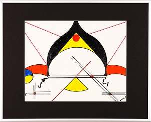 Abstrakt-Bauhaus Stil 02 Acrylfarbe auf Papier Original im Alurahmen 50 x 40 cm / Verkauft! Als Kunstdruck erhältlich: DIN A4 im Passepartout 40 x 30 cm, 55,- €