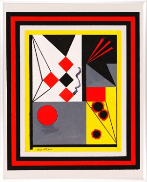 Abstrakt-Bauhaus Stil 14 Acrylfarbe auf Papier Original im Alurahmen 50 x 40 cm / 250,- € Als Kunstdruck erhältlich: DIN A4 im Passepartout 40 x 30 cm, 55,- €