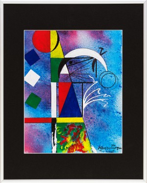 Abstrakt-Bauhaus Stil 18 Acrylfarbe auf Papier Original im Alurahmen 50 x 40 cm / 250,- € Als Kunstdruck erhältlich: DIN A4 im Passepartout 40 x 30 cm, 55,- €