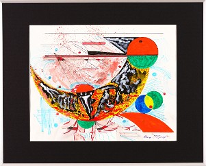 Abstrakt-Expressiv 05 Acrylfarbe auf Papier Original im Alurahmen 50 x 40 cm / Verkauft! Als Kunstdruck erhältlich: DIN A4 im Passepartout 40 x 30 cm, 55,- €