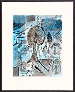 Abstrakt-Expressiv 08 Acrylfarbe auf Papier Original im Alurahmen 50 x 40 cm / Verkauft! Als Kunstdruck erhältlich: DIN A4 im Passepartout 40 x 30 cm, 55,- €