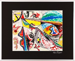 Abstrakt-Expressiv 01 Acrylfarbe auf Papier Original im Alurahmen 50 x 40 cm / Verkauft! Als Kunstdruck erhältlich: DIN A4 im Passepartout 40 x 30 cm, 55,- €