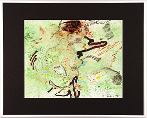 Abstrakt-Expressiv 06 Acrylfarbe auf Papier Original im Alurahmen 50 x 40 cm / Verkauft! Als Kunstdruck erhältlich: DIN A4 im Passepartout 40 x 30 cm, 55,- €