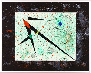 Abstrakt-Expressiv 04 Acrylfarbe auf Papier Original im Alurahmen 50 x 40 cm / Verkauft! Als Kunstdruck erhältlich: DIN A4 im Passepartout 40 x 30 cm, 55,- €