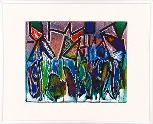 Abstrakt-Expressiv 03 Acrylfarbe auf Papier Original im Alurahmen 50 x 40 cm / Verkauft! Als Kunstdruck erhältlich: DIN A4 im Passepartout 40 x 30 cm, 55,- €